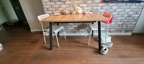 Стол Тринити Лофт 120 32 мм дуб галифакс табако / черный матовый фото покупателя 401