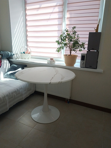 Стол Тулип 90х73 дуб вотан / белый  - Уцененный экземпляр фото покупателя 14