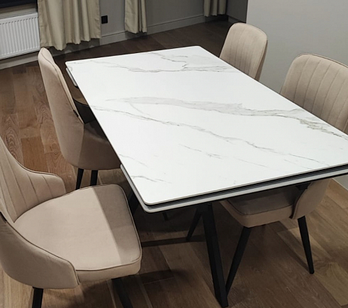 Керамический стол Вилли 140(200)х80 carmen light grey / черный фото покупателя 77