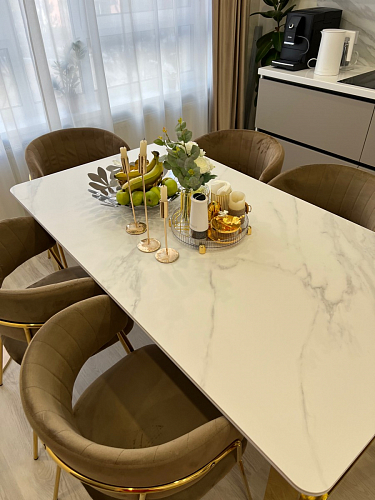 Керамический стол Селена 1 140х80 черный мрамор / золото фото покупателя 5