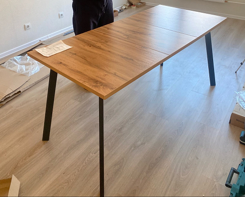 Стол Тринити Лофт 120 32 мм дуб галифакс табако / черный матовый фото покупателя 338