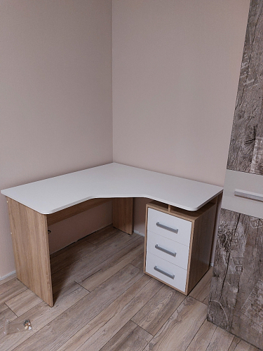 Компьютерный стол Лайт-2 120 см угловой дуб сонома / белый фото покупателя 14