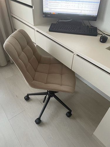 Компьютерное кресло Честер светло-серый велюр / черный фото покупателя 19