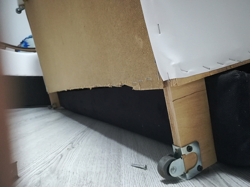 Диван Кельвин прямой рогожка серый / эко кожа черный со спальным местом 160 см фото покупателя 11