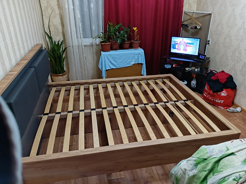 Двуспальная кровать Клауд 160х200 парящая дуб крафт золотой / антрацит фото покупателя 344