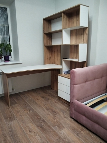 Компьютерный стол Ганор левый дуб вотан / белый  - Уцененный экземпляр фото покупателя 9