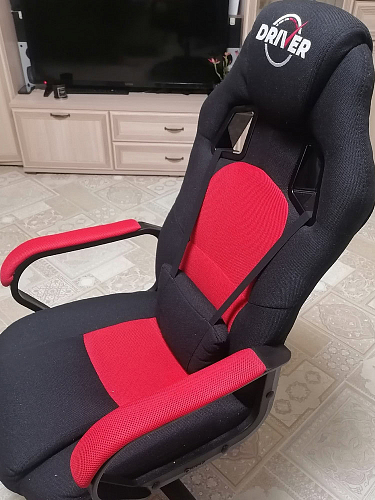 Компьютерное кресло Driver/Драйвер кожзам черный / ткань синий фото покупателя 85