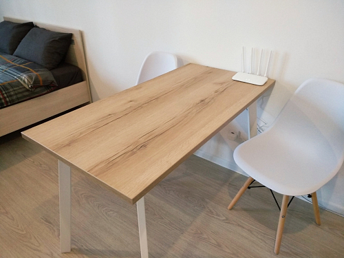 Стеклянный стол Фостер 120(160)х120х76 серый мрамор / черный фото покупателя 14