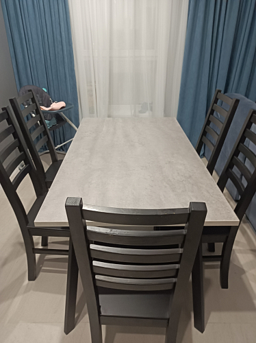 Стол Тринити Лофт 120 32 мм бетон / черный матовый фото покупателя 452