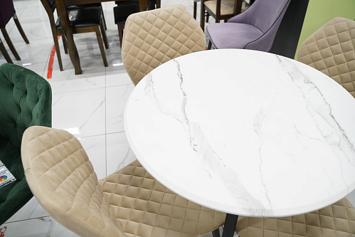 Деревянный стол Абилин 90х76 мрамор белый / черный матовый из шоурума 5