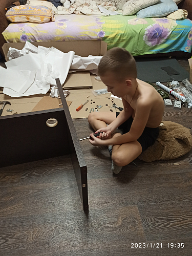 Письменный стол СР-132-130 левый с надстройкой шамони-ч / карамель фото покупателя 8