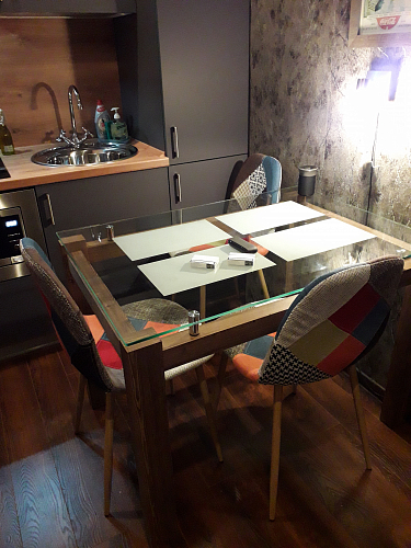 Стеклянный стол Бран белое дерево фото покупателя 3