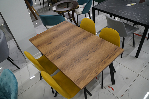 Деревянный стол Колон Лофт 120(160) х 75 черный матовый / бетон из шоурума 3