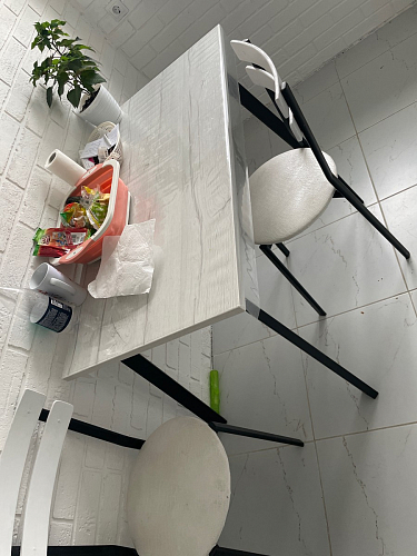 Деревянный стол Барон О 200 х 90 белая пленка шагрень / черный фото покупателя 50