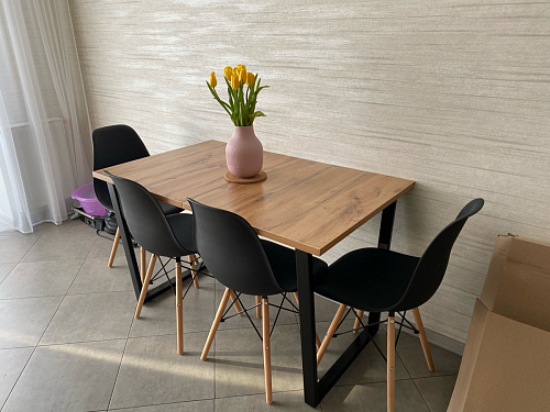 Деревянный стол Лота Лофт 140х80 черный матовый / бетон светлый фото покупателя 233