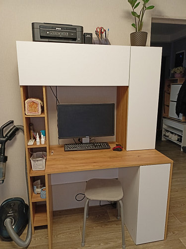 Письменный стол Комфорт 12.71 дуб золотой craft / белая аляска фото покупателя 108