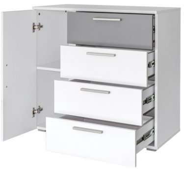 Комод Локи 08.141 белый премиум / серый шифер