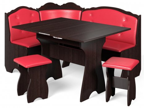 Кухонный уголок Елена-8 венге / кожзам красный