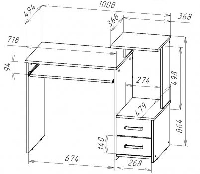 Компьютерный стол Джаз-24 левый белый