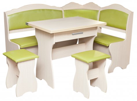 Кухонный уголок Елена дуб / кожзам салатовый